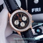 Swiss Breitling Navitimer 1 Rose Gold Watch Black Dial